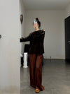 BASERANGE France Organic Cotton Loose Long Sleeve Off Shoulder T-shirt France BAS-TOPIL-RC-SU25-FOVEA